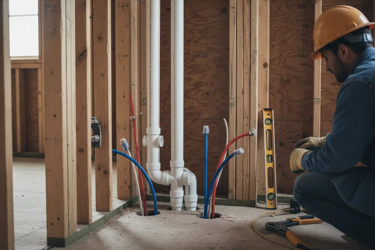 Drain and supply rough-in during Garbage Disposal Repair in Matthews
